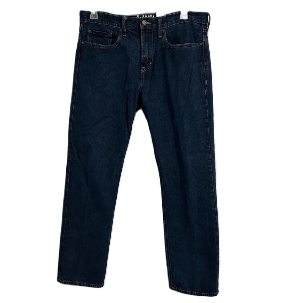 Old Navy Jeans Men 34X30 Detroit Roit Cotton Dark Slim Straight Comfy Preppy